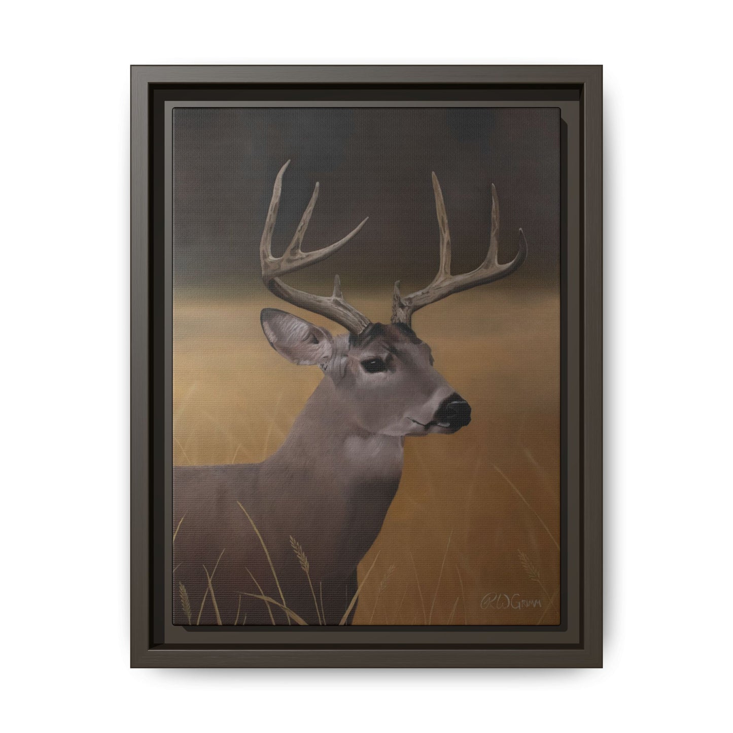 Framed Canvas Art Print of Whitetail Deer by Rochelle W. Grimm - Rustic Deer Wall Art, Nature Decor, Framed Canvas Print, Gift for Hunters, Wildlife Art, Home Decoration