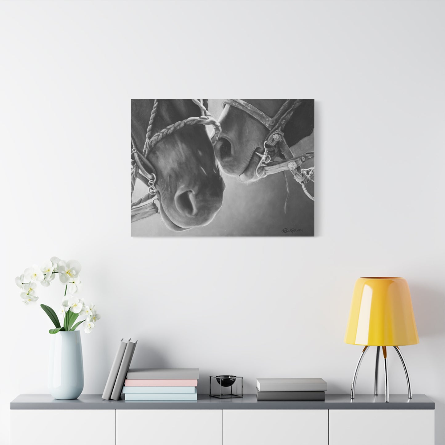 Canvas Art Print of "Horse Noses" by Rochelle W. Grimm. - Artistic Horse Canvas Print, Equine Wall Art, Horse Lovers Gift, Black and White Decor, Animal Artwork
