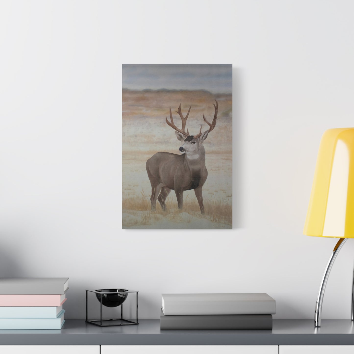 Canvas Art Print of "Mule Deer" by Rochelle W. Grimm. - Nature-Inspired Deer Wall Art Canvas, Wildlife Decor, Rustic Home Accent, Gifts for Nature Lovers, Cabin Decor, Animal Art