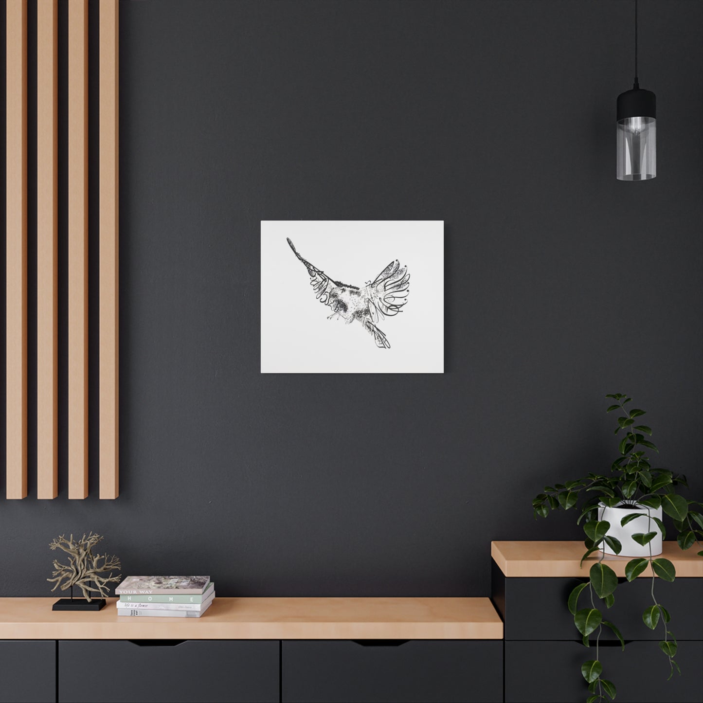 Canvas Art Print of "Falcon Fonts" by Rochelle W. Grimm. - Stretched Canvas Art Print of a Flying Bird, Wall Decor, Modern Home Art, Gift for Nature Lovers, Minimalist Artwork, Bird Wall Art, Falcon Art, Falcon Print