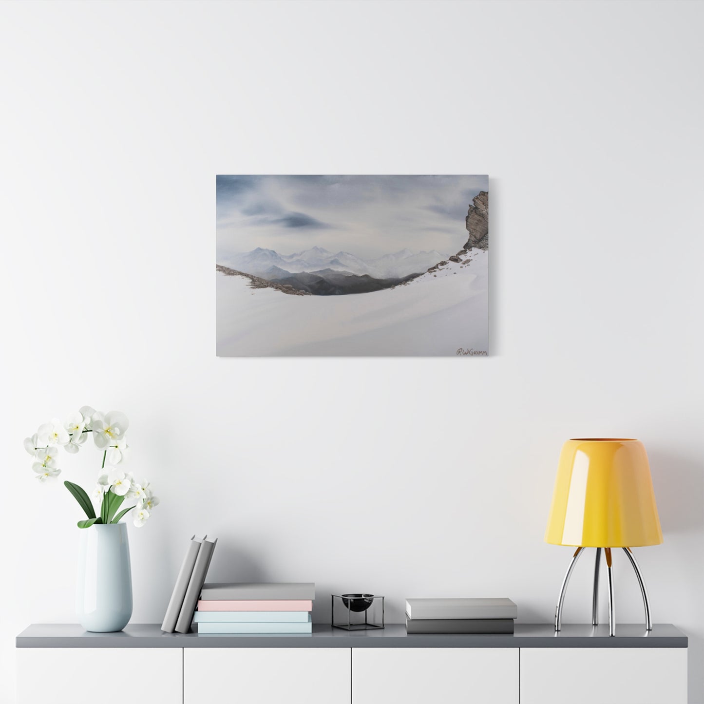 Canvas Art Print of "Winter Mountain Peak" by Rochelle W. Grimm - Mountain Landscape Canvas Art, Nature Wall Decor, Home Aesthetic, Gift for Nature Lovers, Minimalist Artwork