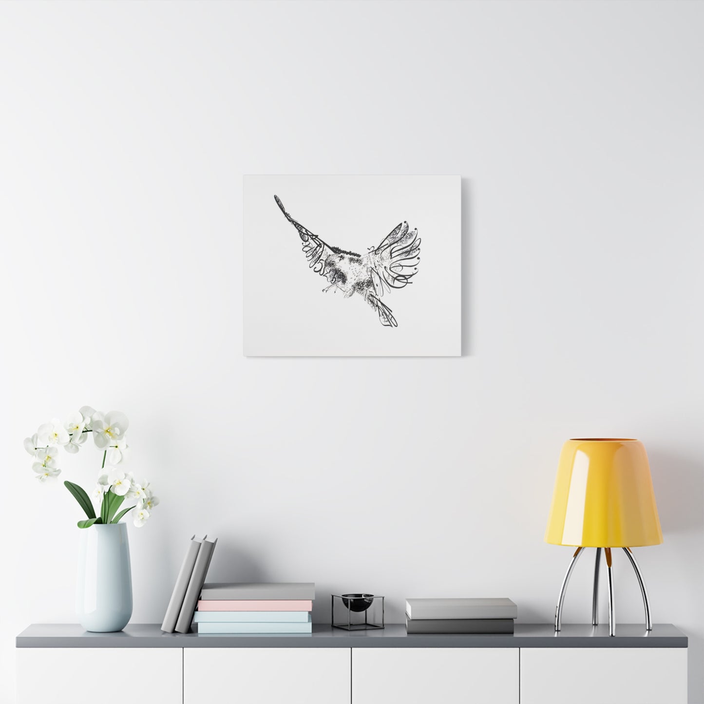 Canvas Art Print of "Falcon Fonts" by Rochelle W. Grimm. - Stretched Canvas Art Print of a Flying Bird, Wall Decor, Modern Home Art, Gift for Nature Lovers, Minimalist Artwork, Bird Wall Art, Falcon Art, Falcon Print