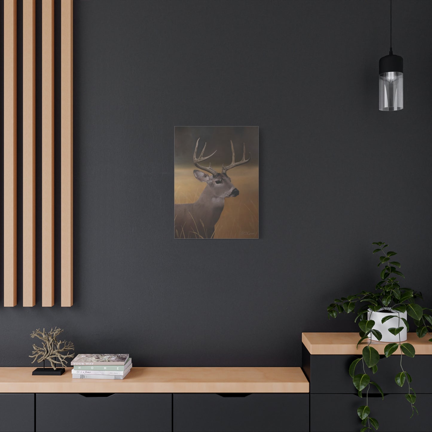 Canvas Art Print of "Whitetail Buck" by Rochelle W. Grimm. - Elegant Deer Canvas Wall Art, Nature Home Decor, Rustic Farmhouse Style, Great for Living Room or Cabin