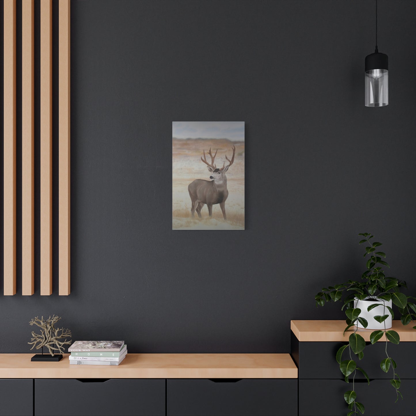 Canvas Art Print of "Mule Deer" by Rochelle W. Grimm. - Nature-Inspired Deer Wall Art Canvas, Wildlife Decor, Rustic Home Accent, Gifts for Nature Lovers, Cabin Decor, Animal Art