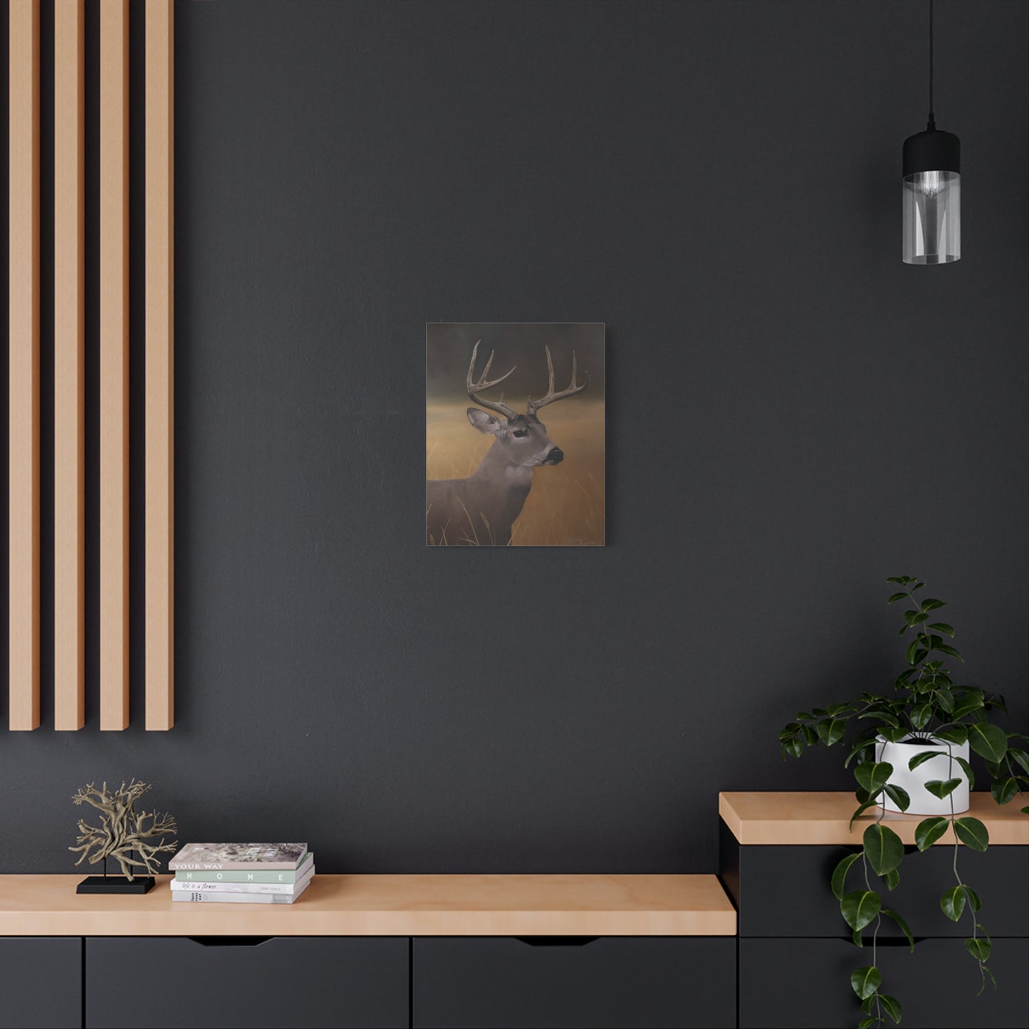Canvas Art Print of "Whitetail Buck" by Rochelle W. Grimm. - Elegant Deer Canvas Wall Art, Nature Home Decor, Rustic Farmhouse Style, Great for Living Room or Cabin