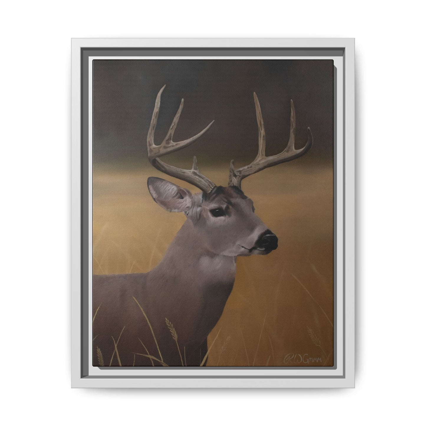 Framed Canvas Art Print of Whitetail Deer by Rochelle W. Grimm - Rustic Deer Wall Art, Nature Decor, Framed Canvas Print, Gift for Hunters, Wildlife Art, Home Decoration