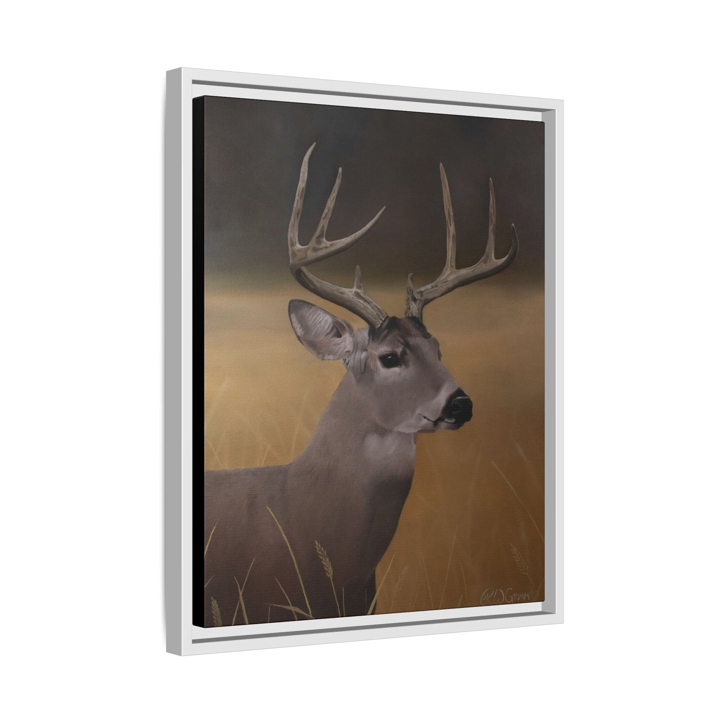 Framed Canvas Art Print of Whitetail Deer by Rochelle W. Grimm - Rustic Deer Wall Art, Nature Decor, Framed Canvas Print, Gift for Hunters, Wildlife Art, Home Decoration