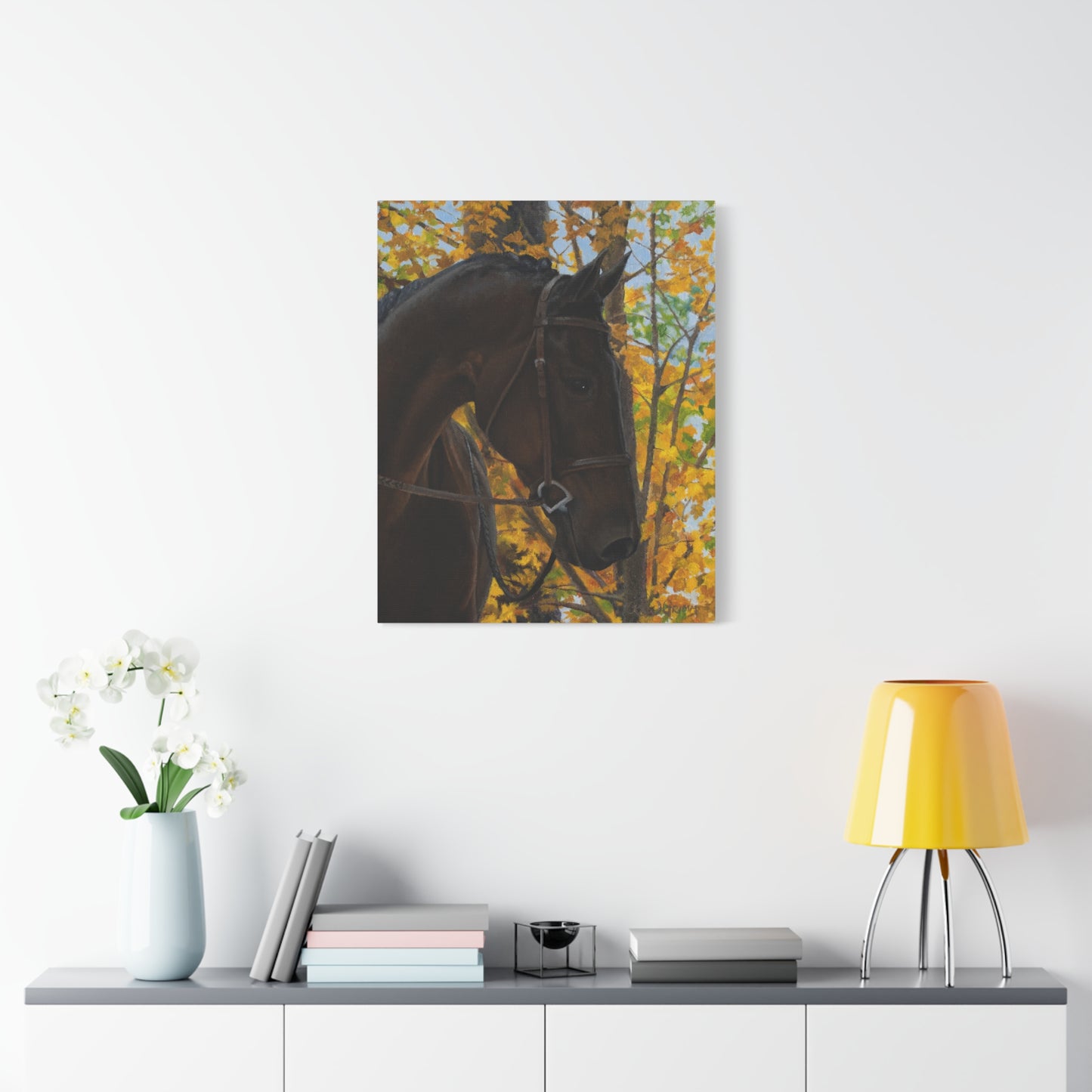 Canvas Art Print of "shiraz" by Rochelle W. Grimm. - Elegant Horse Portrait Canvas Print, Horse Decor, Equestrian Art, Autumn Wall Art, Gift for Horse Lovers