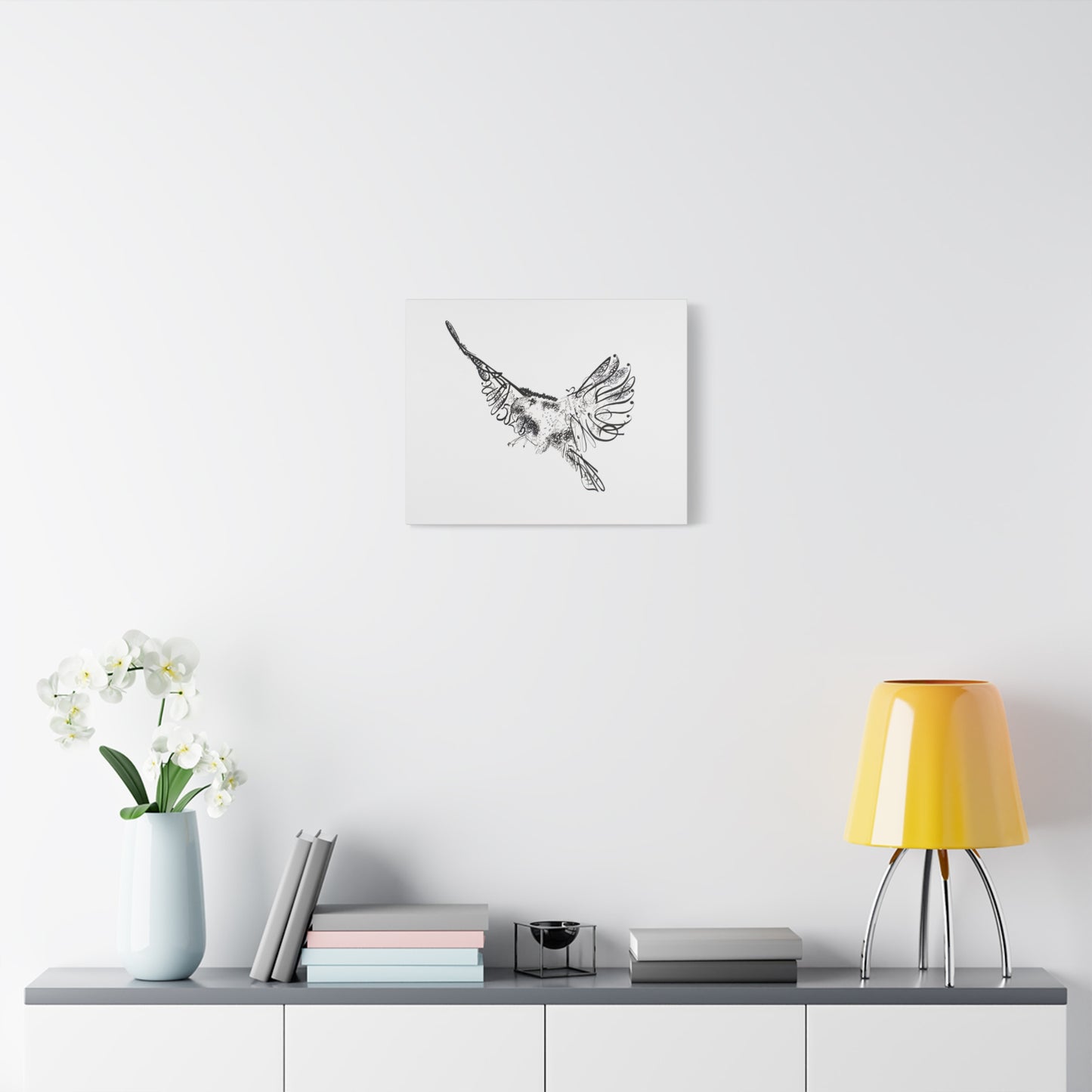 Canvas Art Print of "Falcon Fonts" by Rochelle W. Grimm. - Stretched Canvas Art Print of a Flying Bird, Wall Decor, Modern Home Art, Gift for Nature Lovers, Minimalist Artwork, Bird Wall Art, Falcon Art, Falcon Print