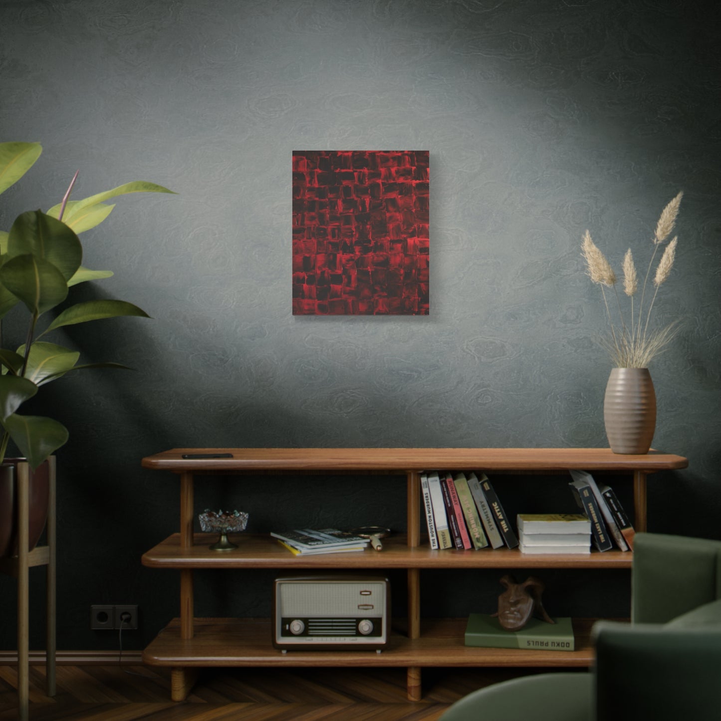 Canvas Art Print of "Red & Black" by Rochelle W. Grimm. - Abstract Red Canvas Art Print, Modern Wall Decor, Home Office Wall Art, Unique Gift for Art Lovers, Contemporary Artwork