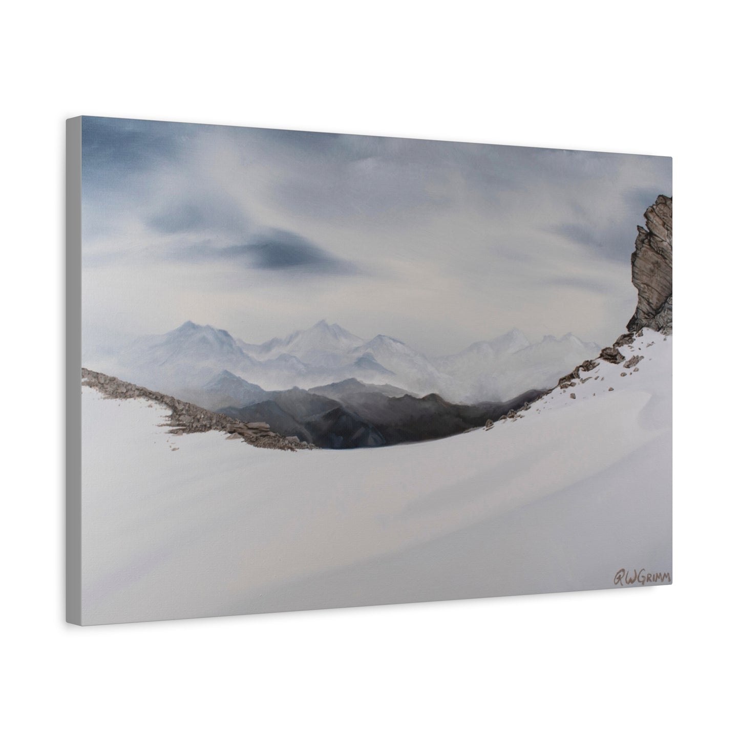 Canvas Art Print of "Winter Mountain Peak" by Rochelle W. Grimm - Mountain Landscape Canvas Art, Nature Wall Decor, Home Aesthetic, Gift for Nature Lovers, Minimalist Artwork