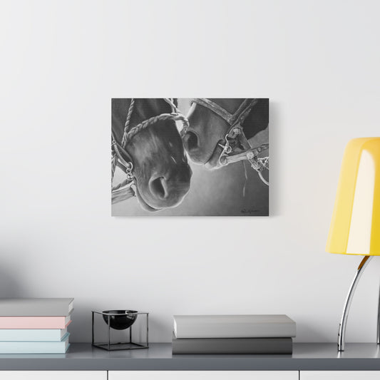 Canvas Art Print of "Horse Noses" by Rochelle W. Grimm. - Artistic Horse Canvas Print, Equine Wall Art, Horse Lovers Gift, Black and White Decor, Animal Artwork