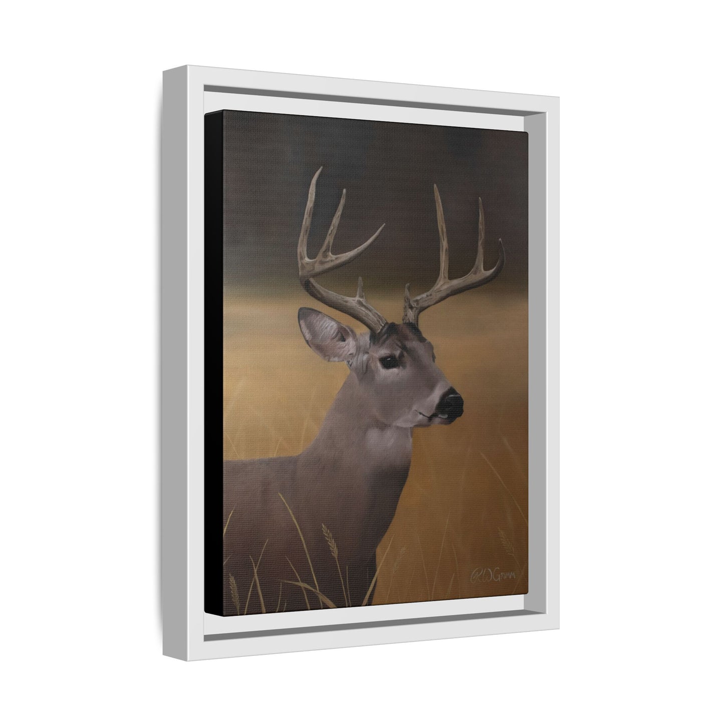 Framed Canvas Art Print of Whitetail Deer by Rochelle W. Grimm - Rustic Deer Wall Art, Nature Decor, Framed Canvas Print, Gift for Hunters, Wildlife Art, Home Decoration