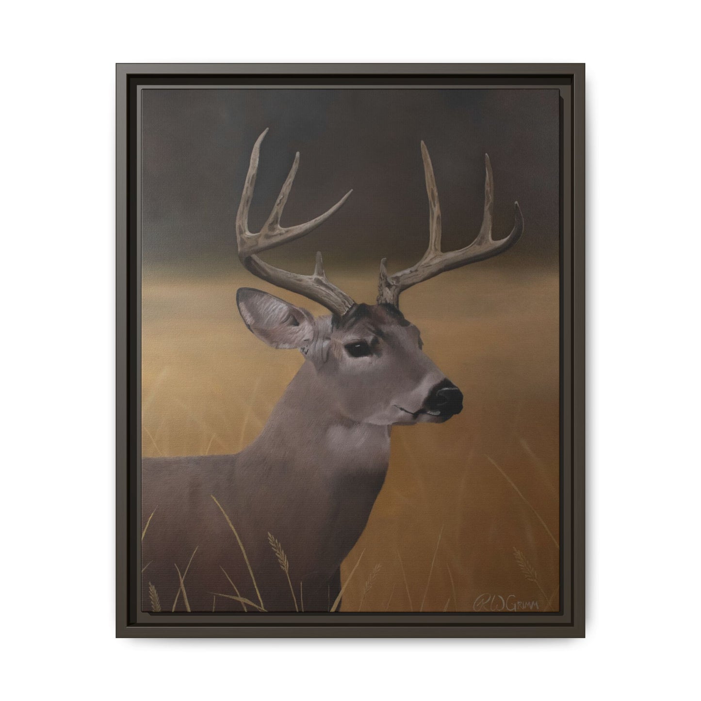Framed Canvas Art Print of Whitetail Deer by Rochelle W. Grimm - Rustic Deer Wall Art, Nature Decor, Framed Canvas Print, Gift for Hunters, Wildlife Art, Home Decoration