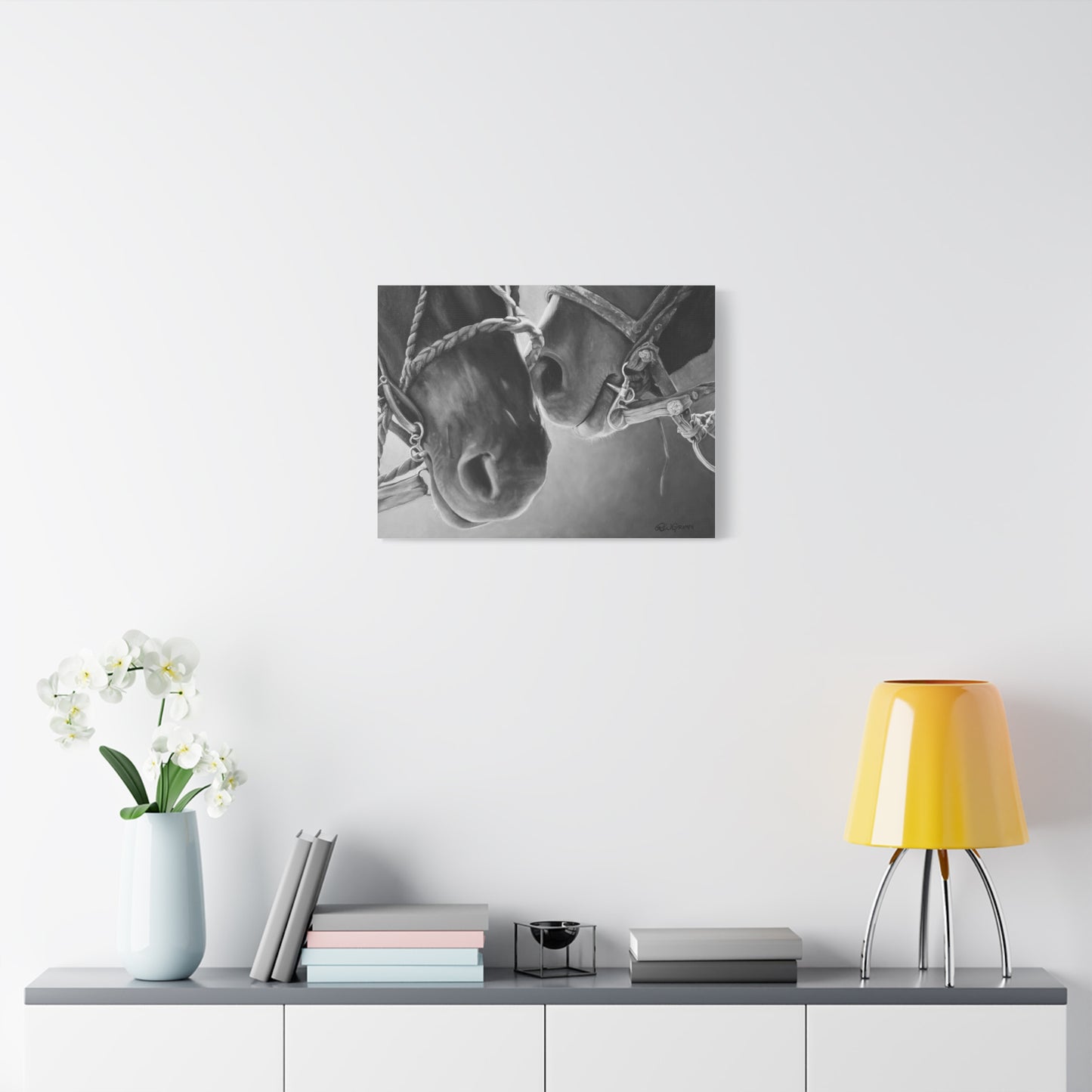 Canvas Art Print of "Horse Noses" by Rochelle W. Grimm. - Artistic Horse Canvas Print, Equine Wall Art, Horse Lovers Gift, Black and White Decor, Animal Artwork