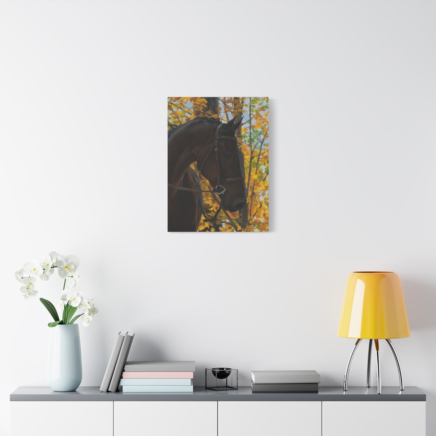 Canvas Art Print of "shiraz" by Rochelle W. Grimm. - Elegant Horse Portrait Canvas Print, Horse Decor, Equestrian Art, Autumn Wall Art, Gift for Horse Lovers