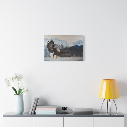 Canvas Art Print of "Bald Eagle" by Rochelle W. Grimm. - Eagle Canvas Wall Art, Nature Decor, Wildlife Painting, Home Decoration, Gift for Bird Lovers
