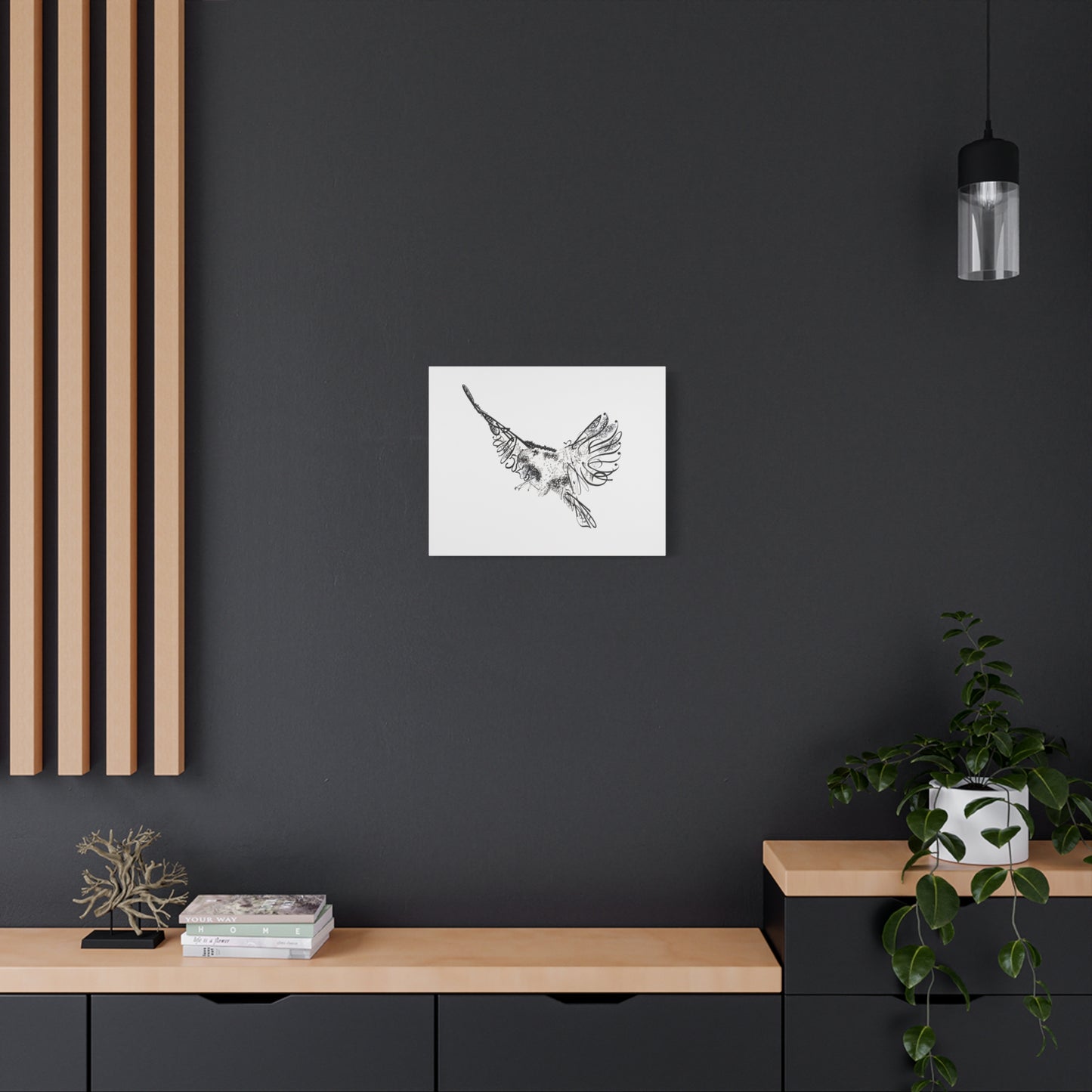 Canvas Art Print of "Falcon Fonts" by Rochelle W. Grimm. - Stretched Canvas Art Print of a Flying Bird, Wall Decor, Modern Home Art, Gift for Nature Lovers, Minimalist Artwork, Bird Wall Art, Falcon Art, Falcon Print
