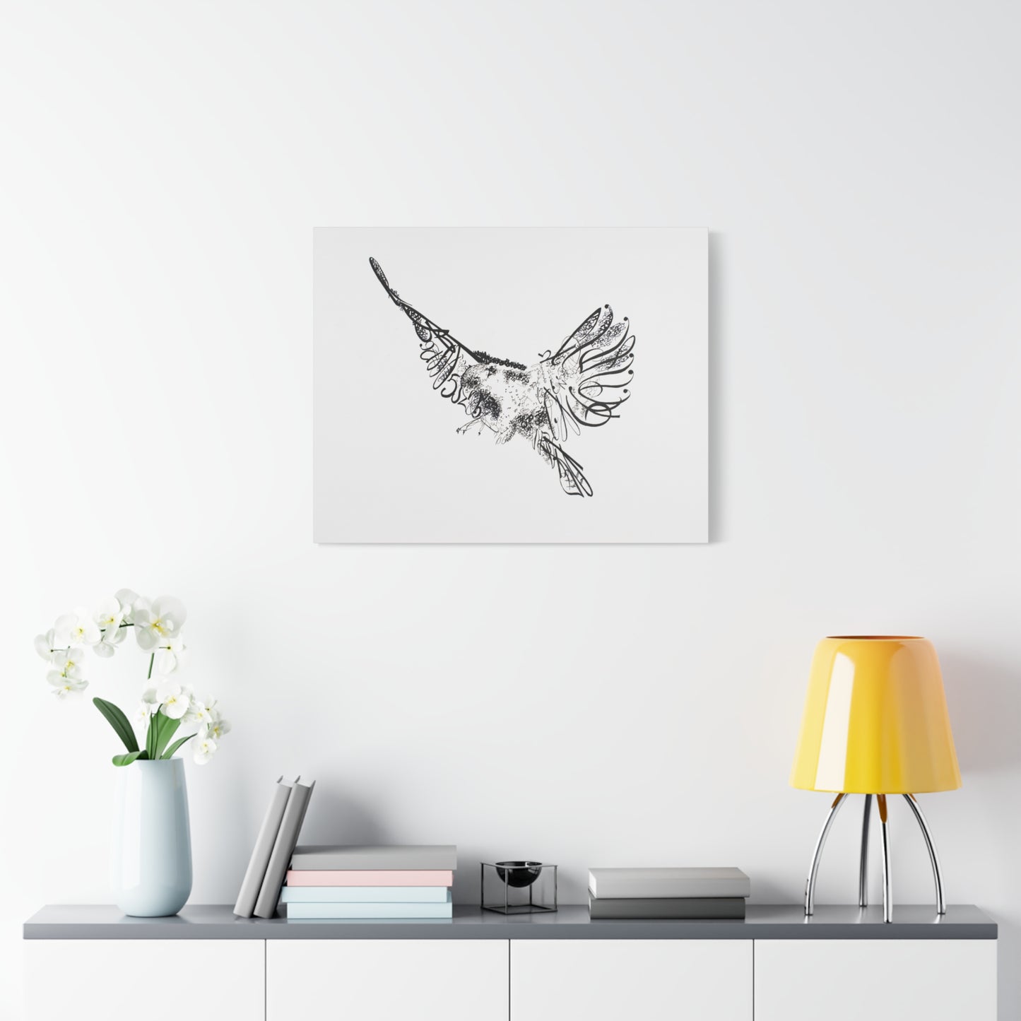 Canvas Art Print of "Falcon Fonts" by Rochelle W. Grimm. - Stretched Canvas Art Print of a Flying Bird, Wall Decor, Modern Home Art, Gift for Nature Lovers, Minimalist Artwork, Bird Wall Art, Falcon Art, Falcon Print