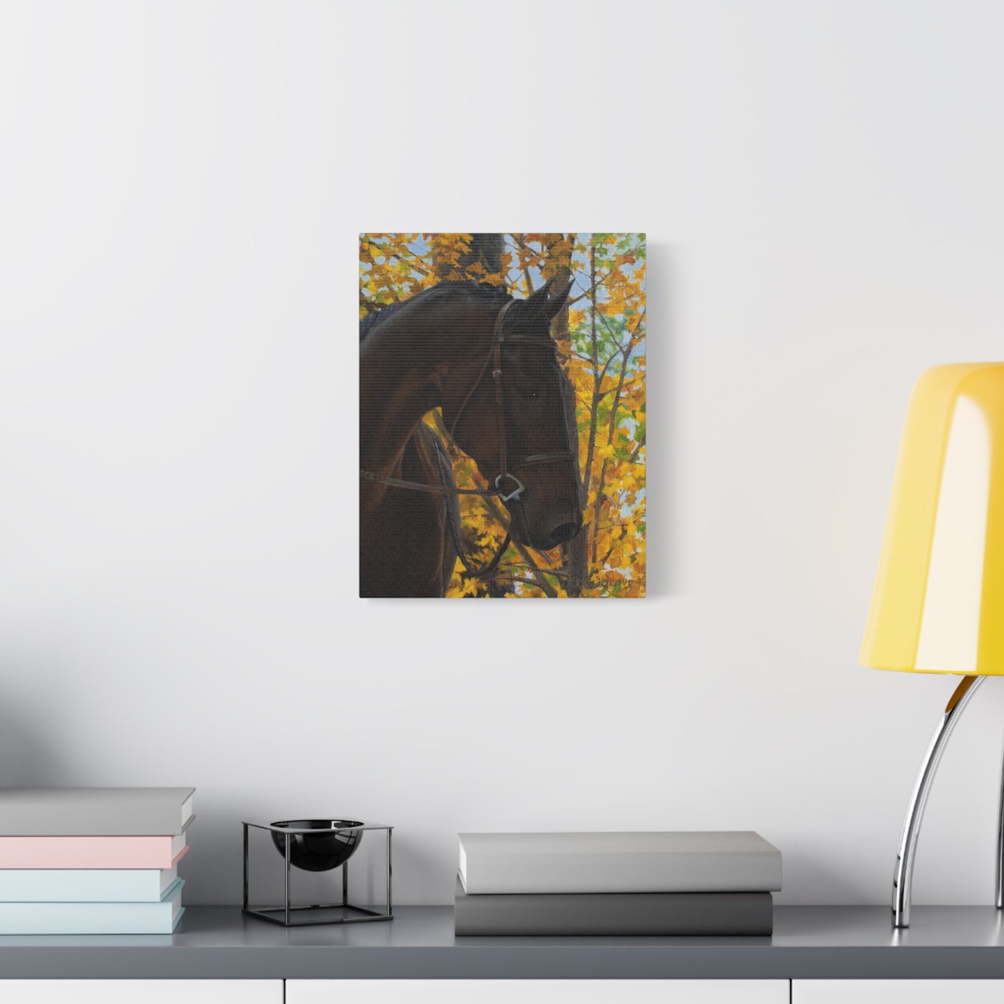 Canvas Art Print of "shiraz" by Rochelle W. Grimm. - Elegant Horse Portrait Canvas Print, Horse Decor, Equestrian Art, Autumn Wall Art, Gift for Horse Lovers
