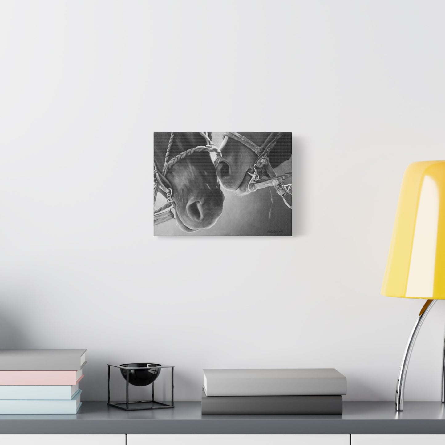 Canvas Art Print of "Horse Noses" by Rochelle W. Grimm. - Artistic Horse Canvas Print, Equine Wall Art, Horse Lovers Gift, Black and White Decor, Animal Artwork