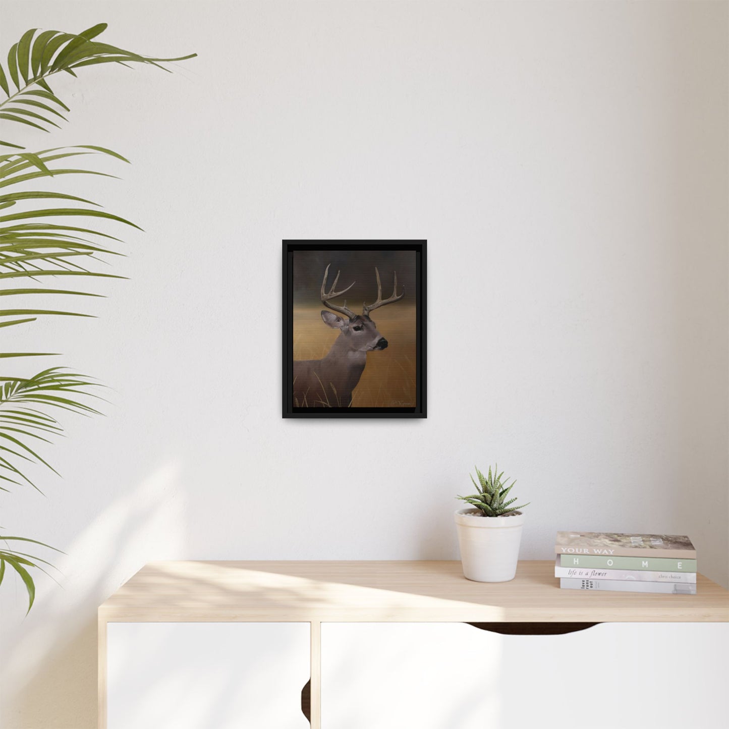 Framed Canvas Art Print of Whitetail Deer by Rochelle W. Grimm - Rustic Deer Wall Art, Nature Decor, Framed Canvas Print, Gift for Hunters, Wildlife Art, Home Decoration