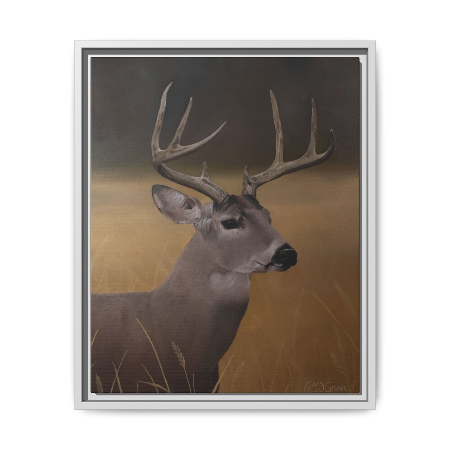 Framed Canvas Art Print of Whitetail Deer by Rochelle W. Grimm - Rustic Deer Wall Art, Nature Decor, Framed Canvas Print, Gift for Hunters, Wildlife Art, Home Decoration