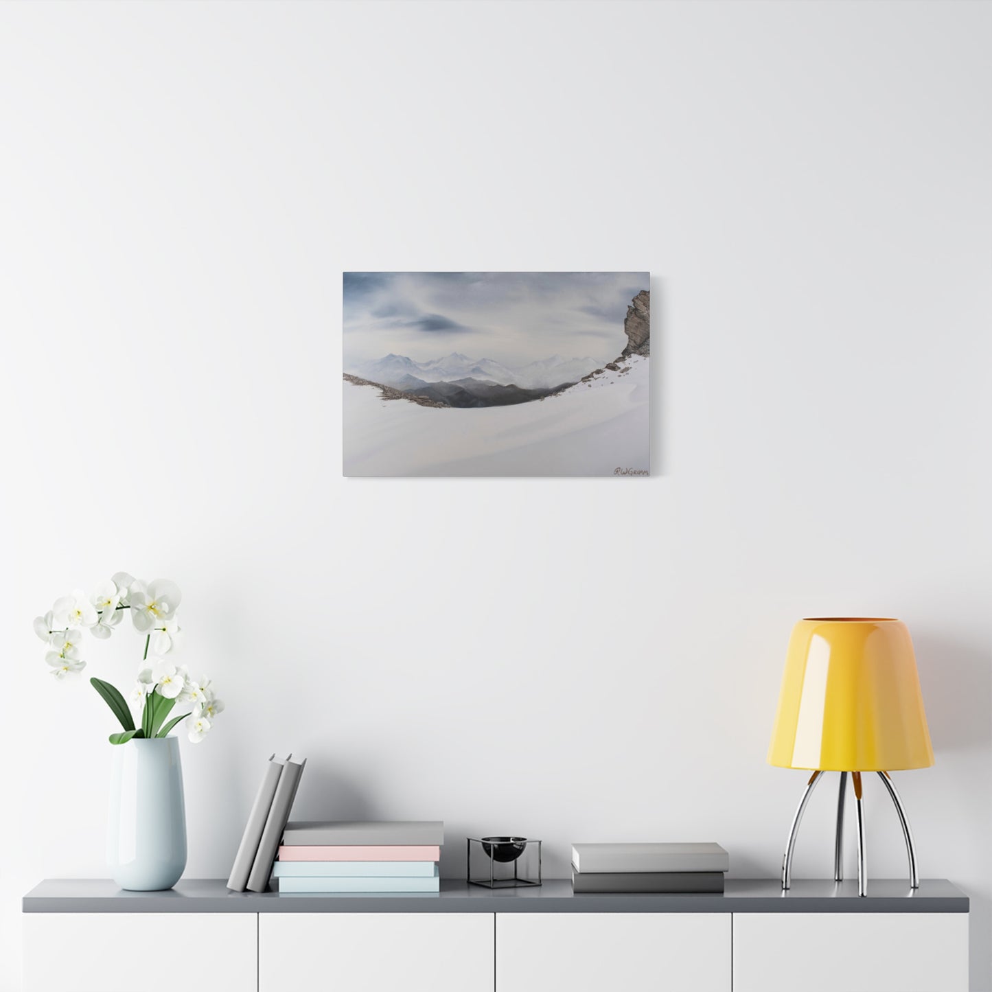 Canvas Art Print of "Winter Mountain Peak" by Rochelle W. Grimm - Mountain Landscape Canvas Art, Nature Wall Decor, Home Aesthetic, Gift for Nature Lovers, Minimalist Artwork