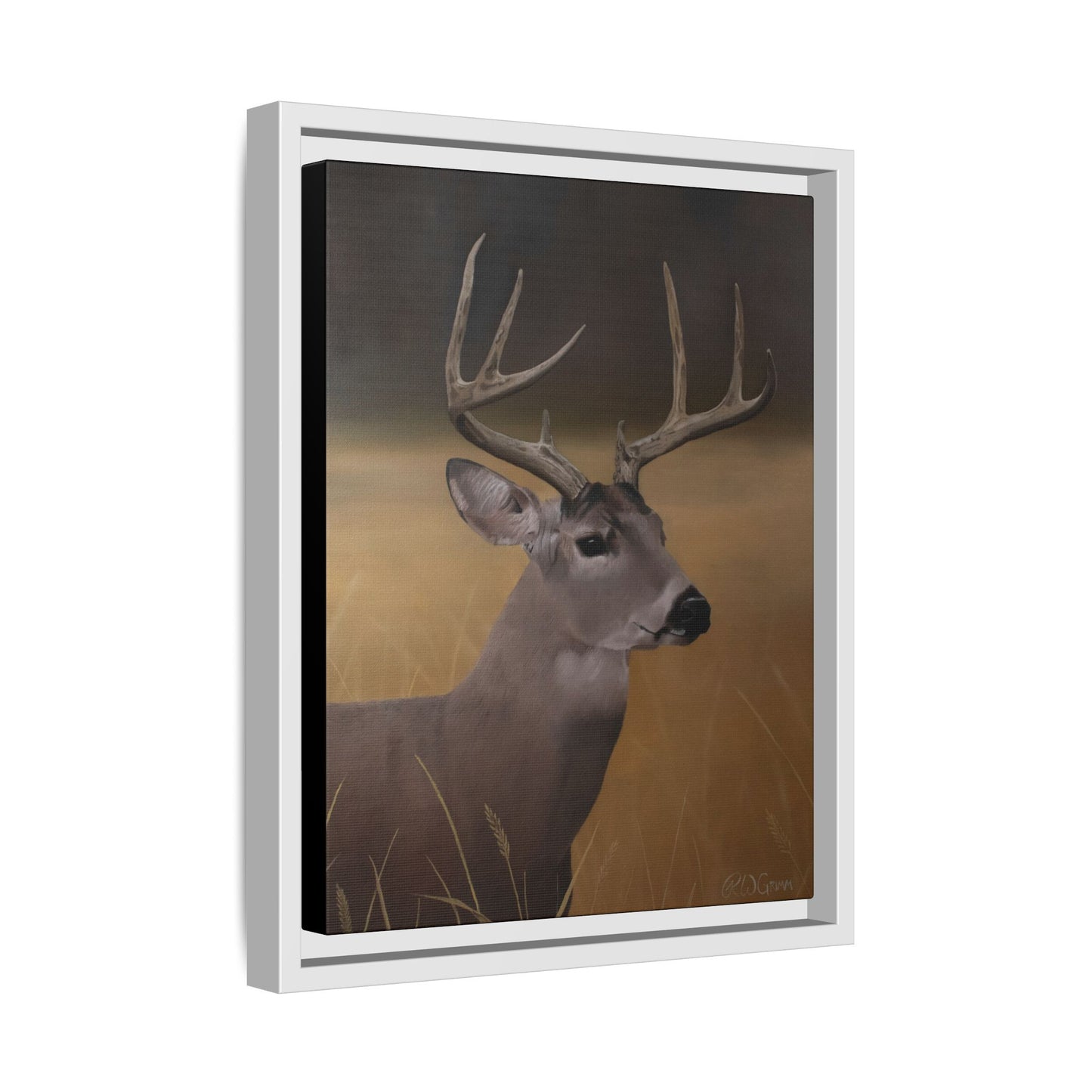 Framed Canvas Art Print of Whitetail Deer by Rochelle W. Grimm - Rustic Deer Wall Art, Nature Decor, Framed Canvas Print, Gift for Hunters, Wildlife Art, Home Decoration