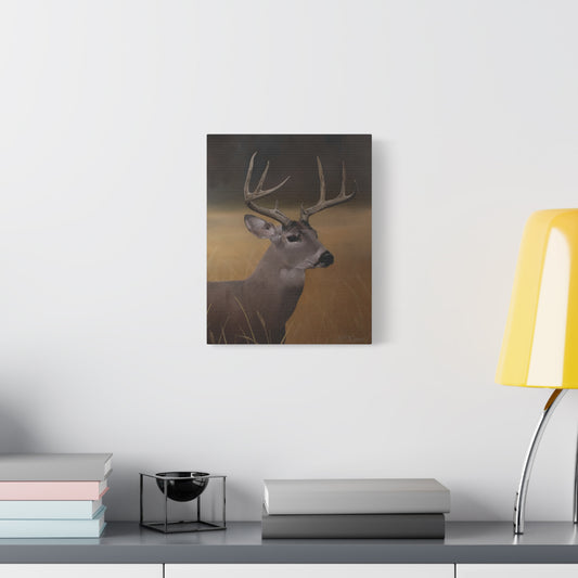 Canvas Art Print of "Whitetail Buck" by Rochelle W. Grimm. - Elegant Deer Canvas Wall Art, Nature Home Decor, Rustic Farmhouse Style, Great for Living Room or Cabin