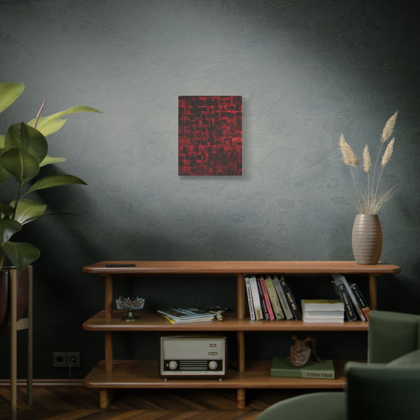 Canvas Art Print of "Red & Black" by Rochelle W. Grimm. - Abstract Red Canvas Art Print, Modern Wall Decor, Home Office Wall Art, Unique Gift for Art Lovers, Contemporary Artwork