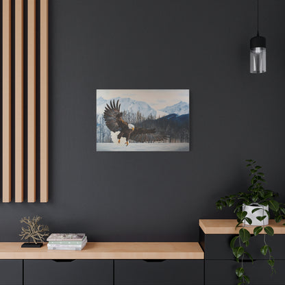 Canvas Art Print of "Bald Eagle" by Rochelle W. Grimm. - Eagle Canvas Wall Art, Nature Decor, Wildlife Painting, Home Decoration, Gift for Bird Lovers