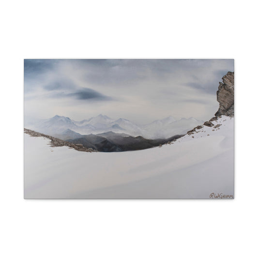 Canvas Art Print of "Winter Mountain Peak" by Rochelle W. Grimm - Mountain Landscape Canvas Art, Nature Wall Decor, Home Aesthetic, Gift for Nature Lovers, Minimalist Artwork