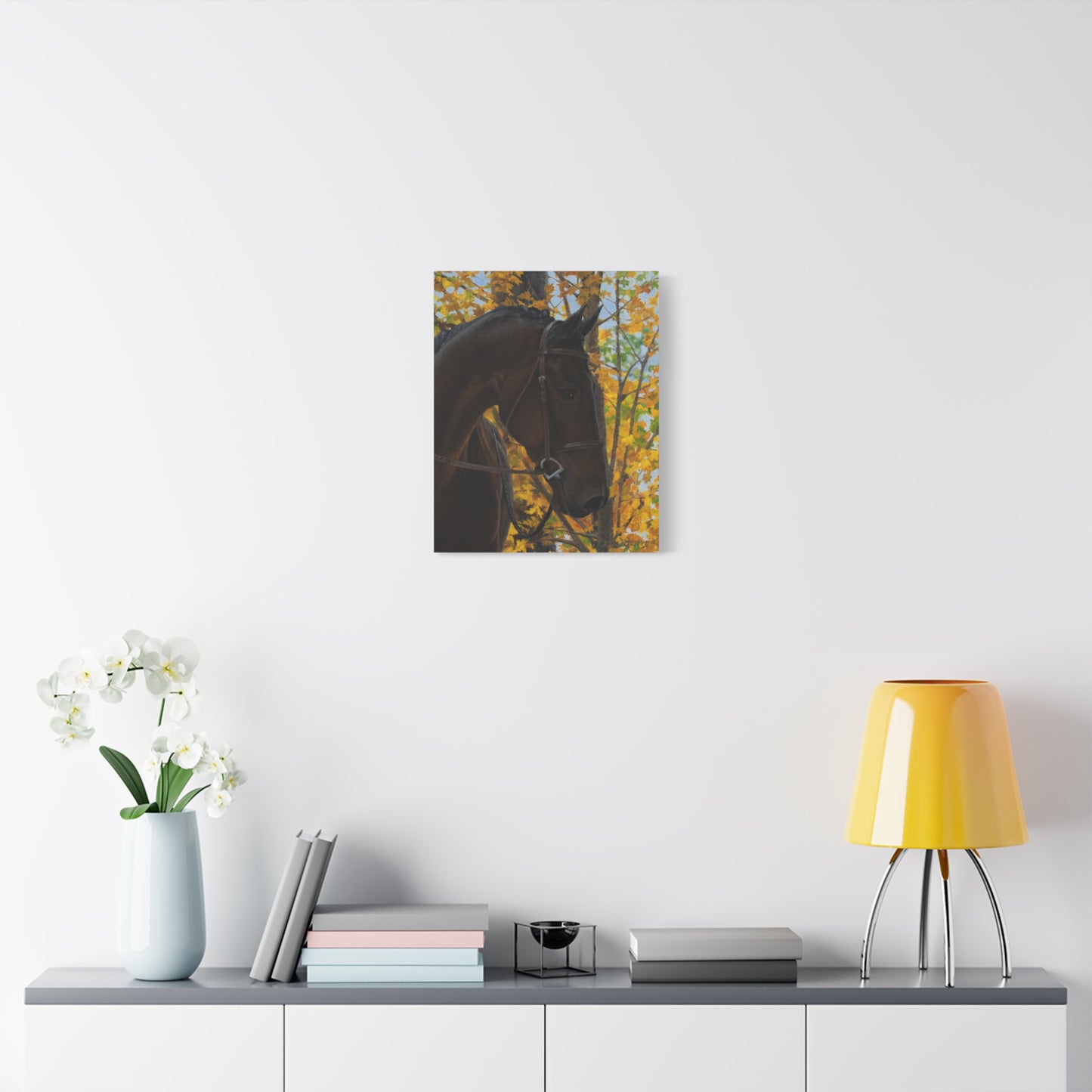 Canvas Art Print of "shiraz" by Rochelle W. Grimm. - Elegant Horse Portrait Canvas Print, Horse Decor, Equestrian Art, Autumn Wall Art, Gift for Horse Lovers