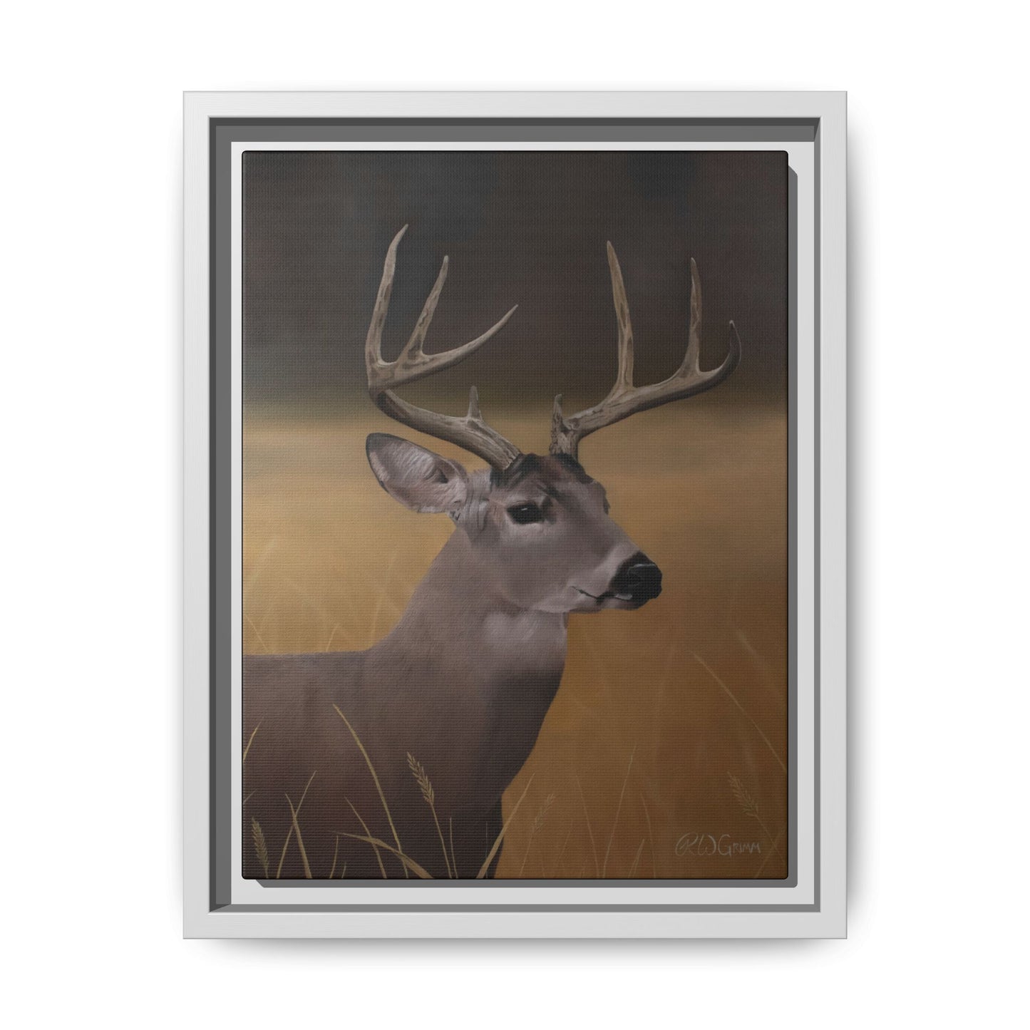 Framed Canvas Art Print of Whitetail Deer by Rochelle W. Grimm - Rustic Deer Wall Art, Nature Decor, Framed Canvas Print, Gift for Hunters, Wildlife Art, Home Decoration