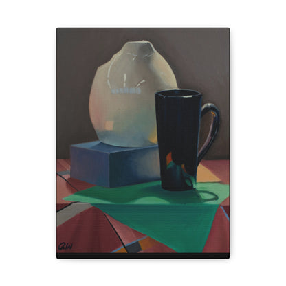 Canvas Art Print of "Kitchen" by Rochelle W. Grimm. - Still Life, Mug, Pitcher, Stretched Canvas Art Print, Modern Home Decor, Wall Art, Gift for Art Lovers, Unique Artwork, Contemporary Styling
