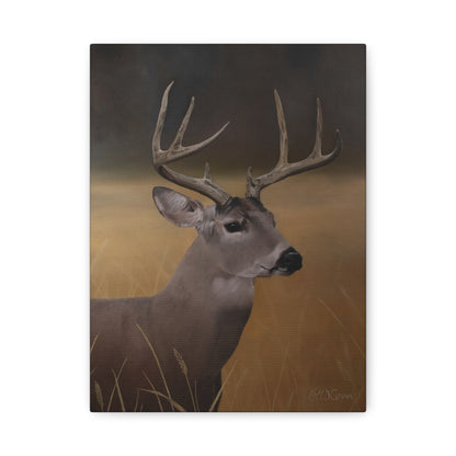 Canvas Art Print of "Whitetail Buck" by Rochelle W. Grimm. - Elegant Deer Canvas Wall Art, Nature Home Decor, Rustic Farmhouse Style, Great for Living Room or Cabin