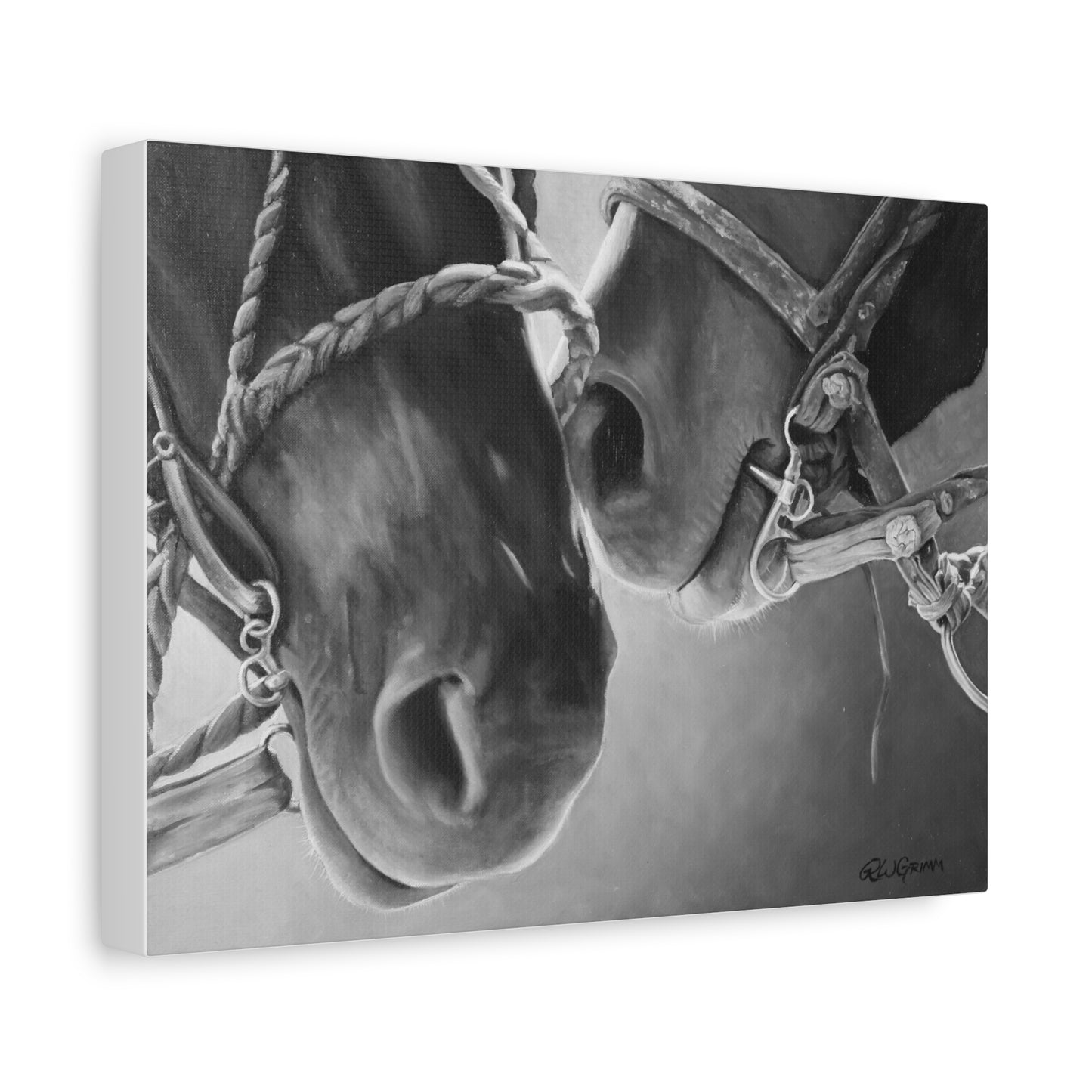 Canvas Art Print of "Horse Noses" by Rochelle W. Grimm. - Artistic Horse Canvas Print, Equine Wall Art, Horse Lovers Gift, Black and White Decor, Animal Artwork