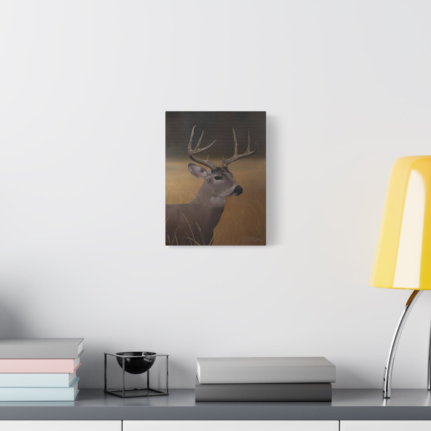 Canvas Art Print of "Whitetail Buck" by Rochelle W. Grimm. - Elegant Deer Canvas Wall Art, Nature Home Decor, Rustic Farmhouse Style, Great for Living Room or Cabin