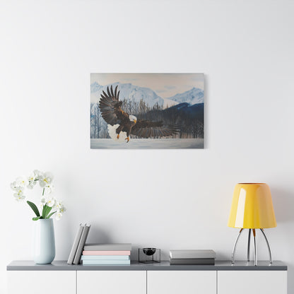 Canvas Art Print of "Bald Eagle" by Rochelle W. Grimm. - Eagle Canvas Wall Art, Nature Decor, Wildlife Painting, Home Decoration, Gift for Bird Lovers