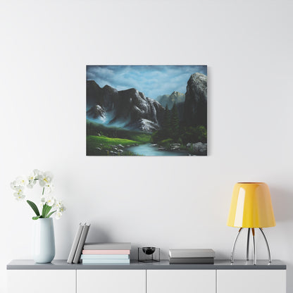 Canvas Art Print of "Mountain Escape" by Rochelle W. Grimm. - Serene Landscape Canvas Art, Wall Decor, Nature Print, Gift for Nature Lovers, Home Decor, Office Artwork