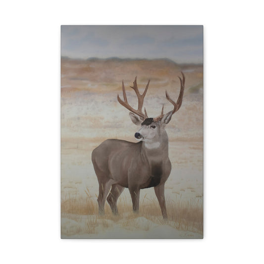 Canvas Art Print of "Mule Deer" by Rochelle W. Grimm. - Nature-Inspired Deer Wall Art Canvas, Wildlife Decor, Rustic Home Accent, Gifts for Nature Lovers, Cabin Decor, Animal Art