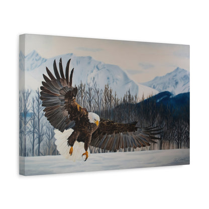 Canvas Art Print of "Bald Eagle" by Rochelle W. Grimm. - Eagle Canvas Wall Art, Nature Decor, Wildlife Painting, Home Decoration, Gift for Bird Lovers