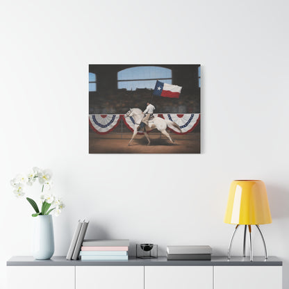 Canvas Art Print of "Texas" by Rochelle W. Grimm. - Texas Flag Rodeo Art Print, Wall Decor, Country Home Decoration, Equestrian Gift, Americana Artwork, Patriotic Canvas