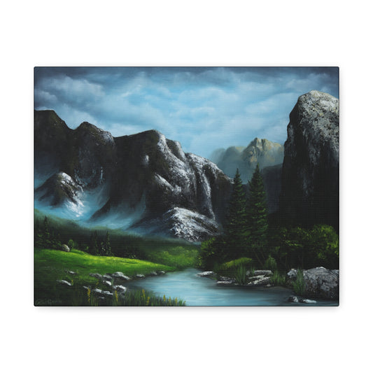 Canvas Art Print of "Mountain Escape" by Rochelle W. Grimm. - Serene Landscape Canvas Art, Wall Decor, Nature Print, Gift for Nature Lovers, Home Decor, Office Artwork