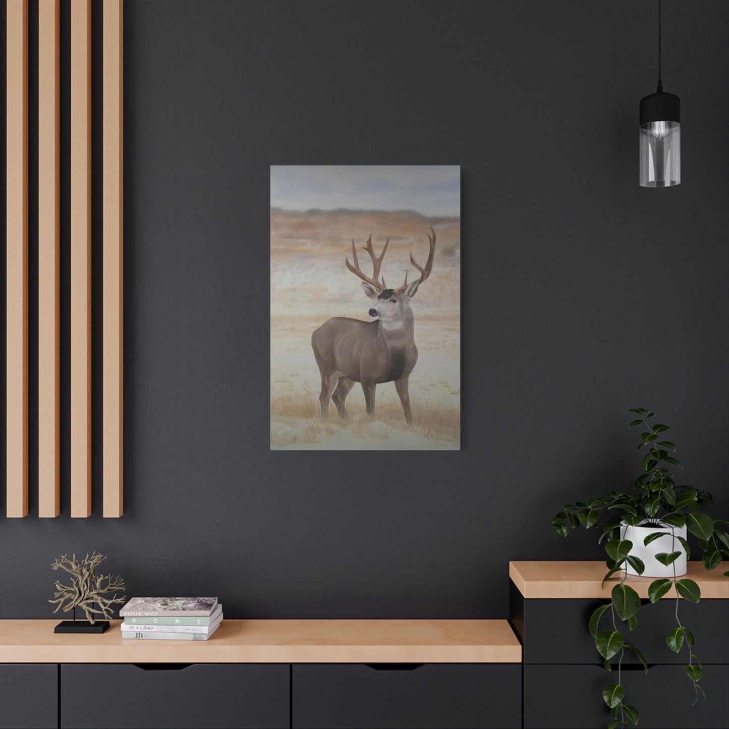 Canvas Art Print of "Mule Deer" by Rochelle W. Grimm. - Nature-Inspired Deer Wall Art Canvas, Wildlife Decor, Rustic Home Accent, Gifts for Nature Lovers, Cabin Decor, Animal Art