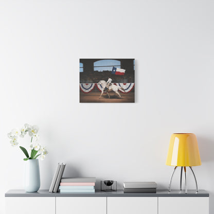 Canvas Art Print of "Texas" by Rochelle W. Grimm. - Texas Flag Rodeo Art Print, Wall Decor, Country Home Decoration, Equestrian Gift, Americana Artwork, Patriotic Canvas