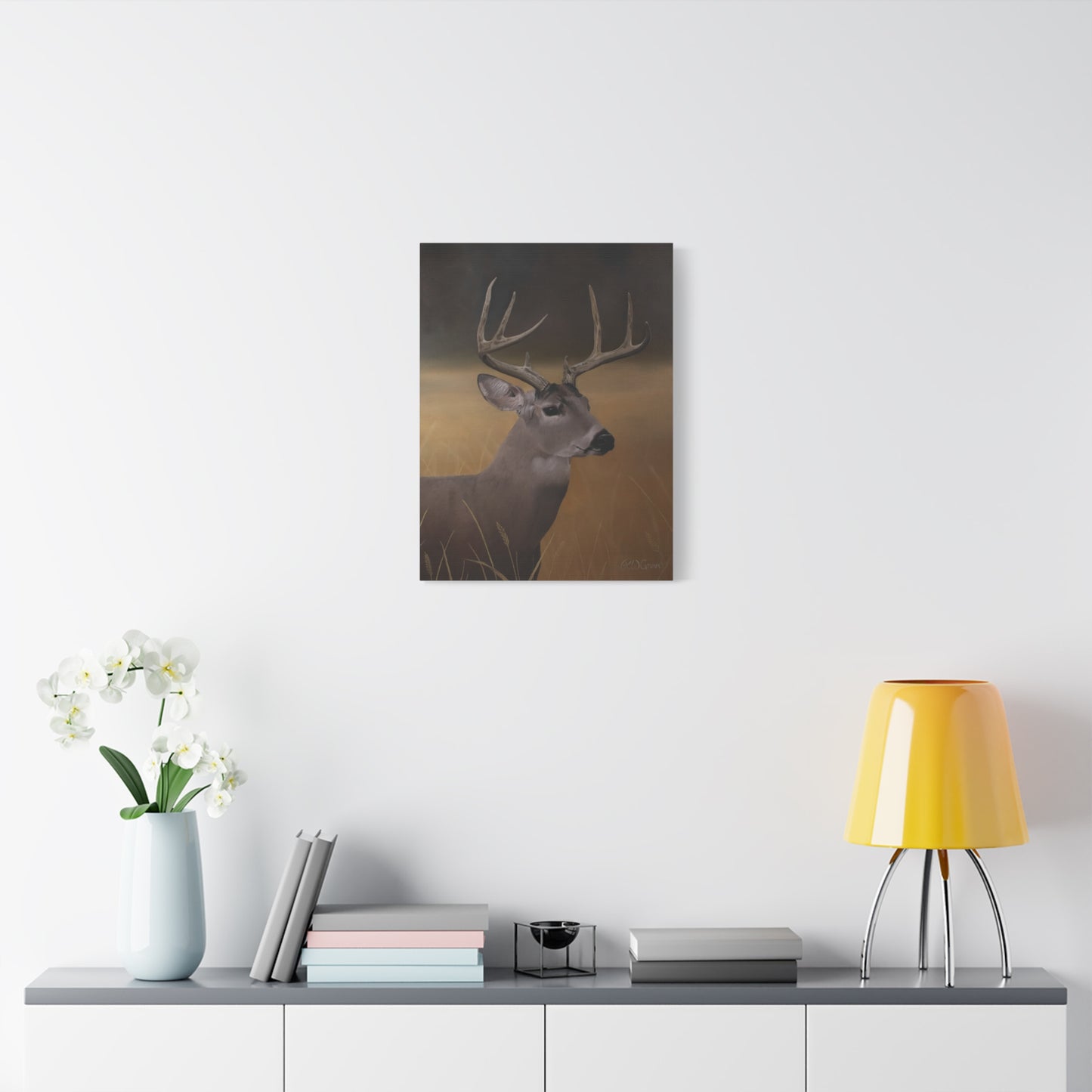 Canvas Art Print of "Whitetail Buck" by Rochelle W. Grimm. - Elegant Deer Canvas Wall Art, Nature Home Decor, Rustic Farmhouse Style, Great for Living Room or Cabin