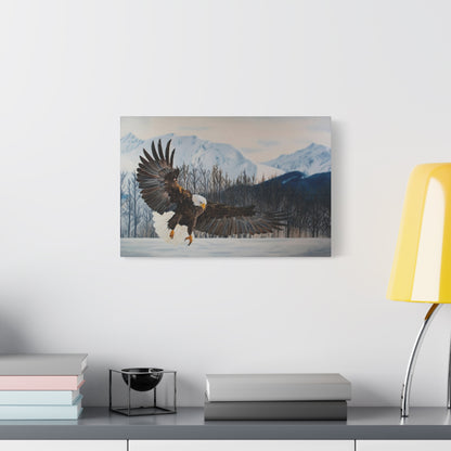 Canvas Art Print of "Bald Eagle" by Rochelle W. Grimm. - Eagle Canvas Wall Art, Nature Decor, Wildlife Painting, Home Decoration, Gift for Bird Lovers