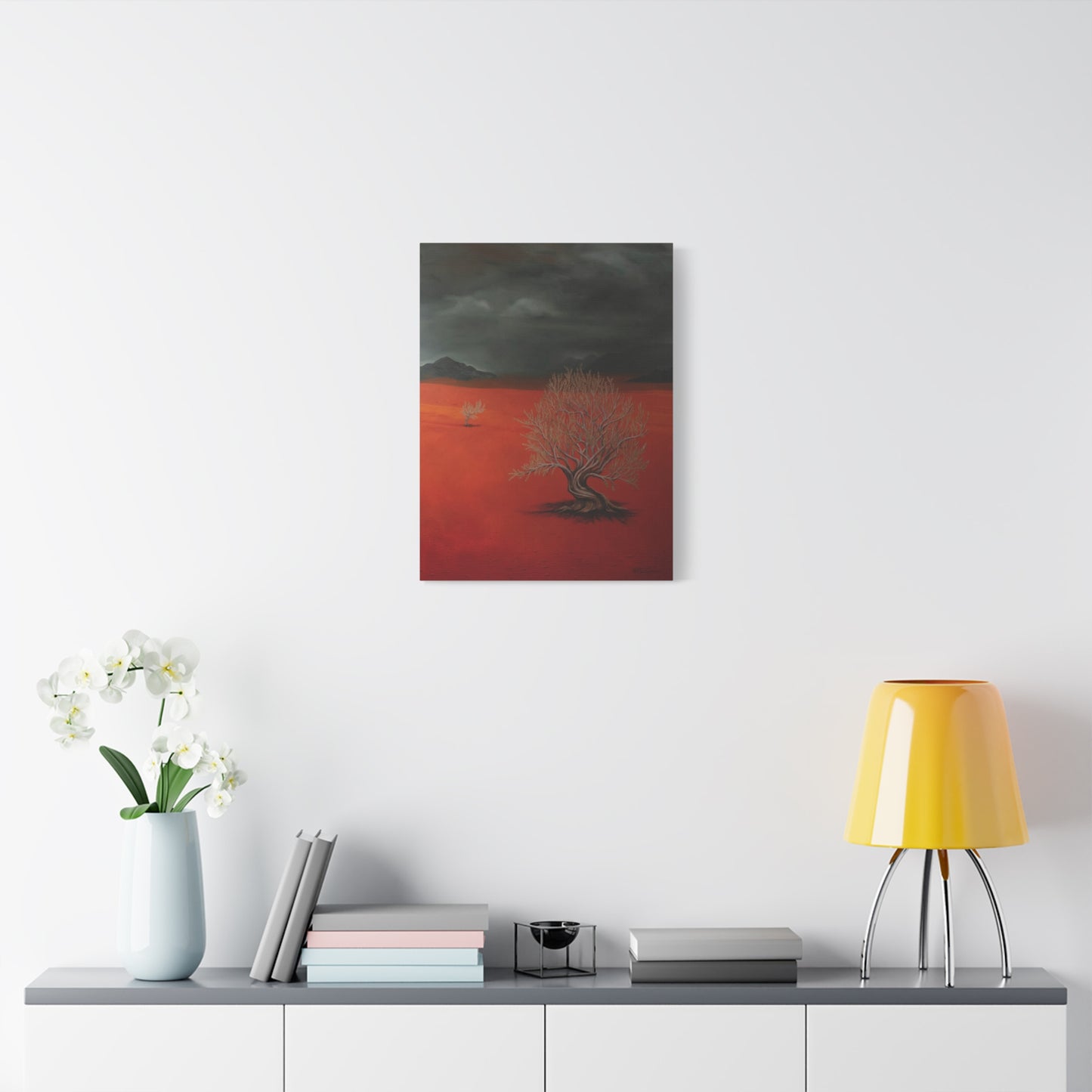 Canvas Art Print of "desert" by Rochelle W. Grimm. - Abstract Desert Landscape Canvas Art, Stretched Wall Decor, Home Aesthetic, Gift for Art Lovers, Unique Modern Art Piece,Landscape Art